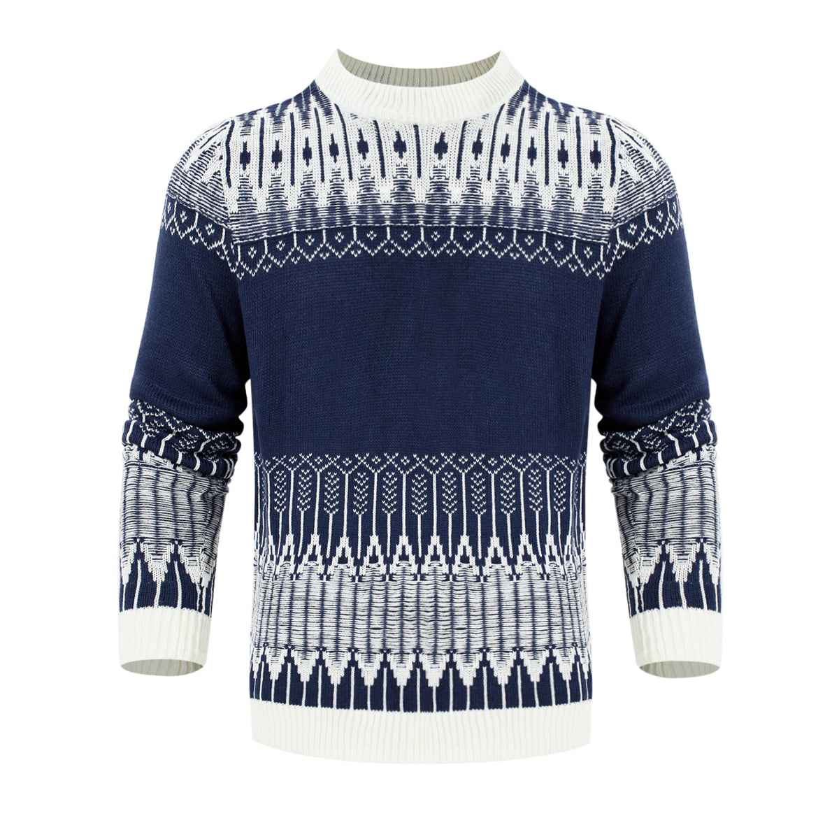 Norweger Pullover Herren Rundhals – Weiß