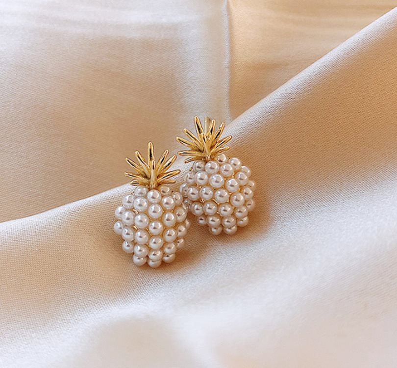 Ohrstecker Damen mit Perlen in Ananas-Form