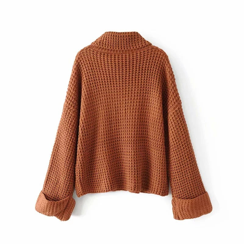 Waffelstrick Pullover Damen