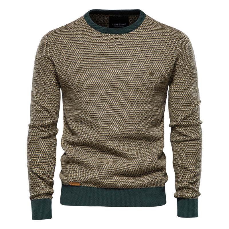 Strukturpullover Herren Rundhals – Grün