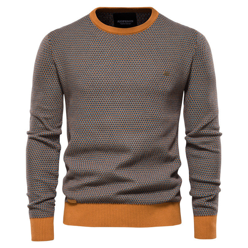 Strukturpullover Herren Rundhals – Khaki