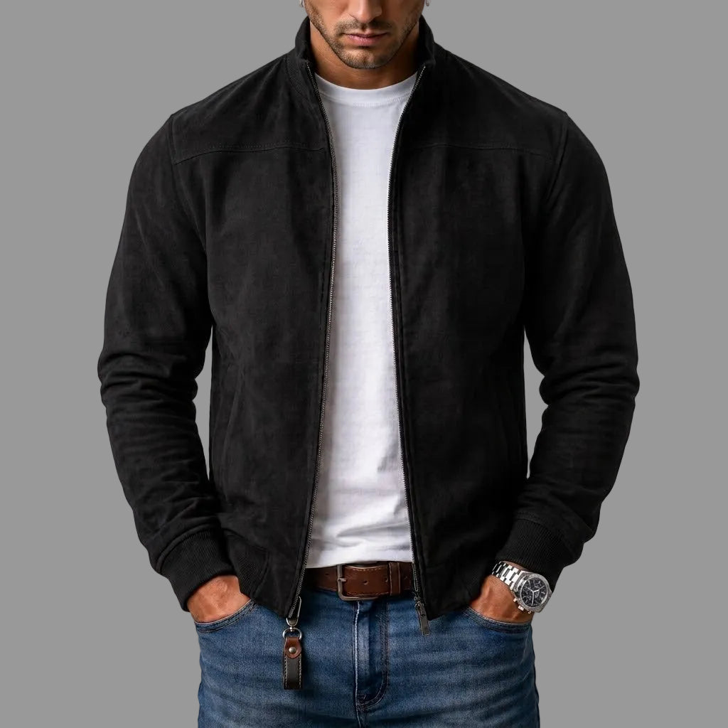 Jacke Herren in Wildlederoptik in Schwarz