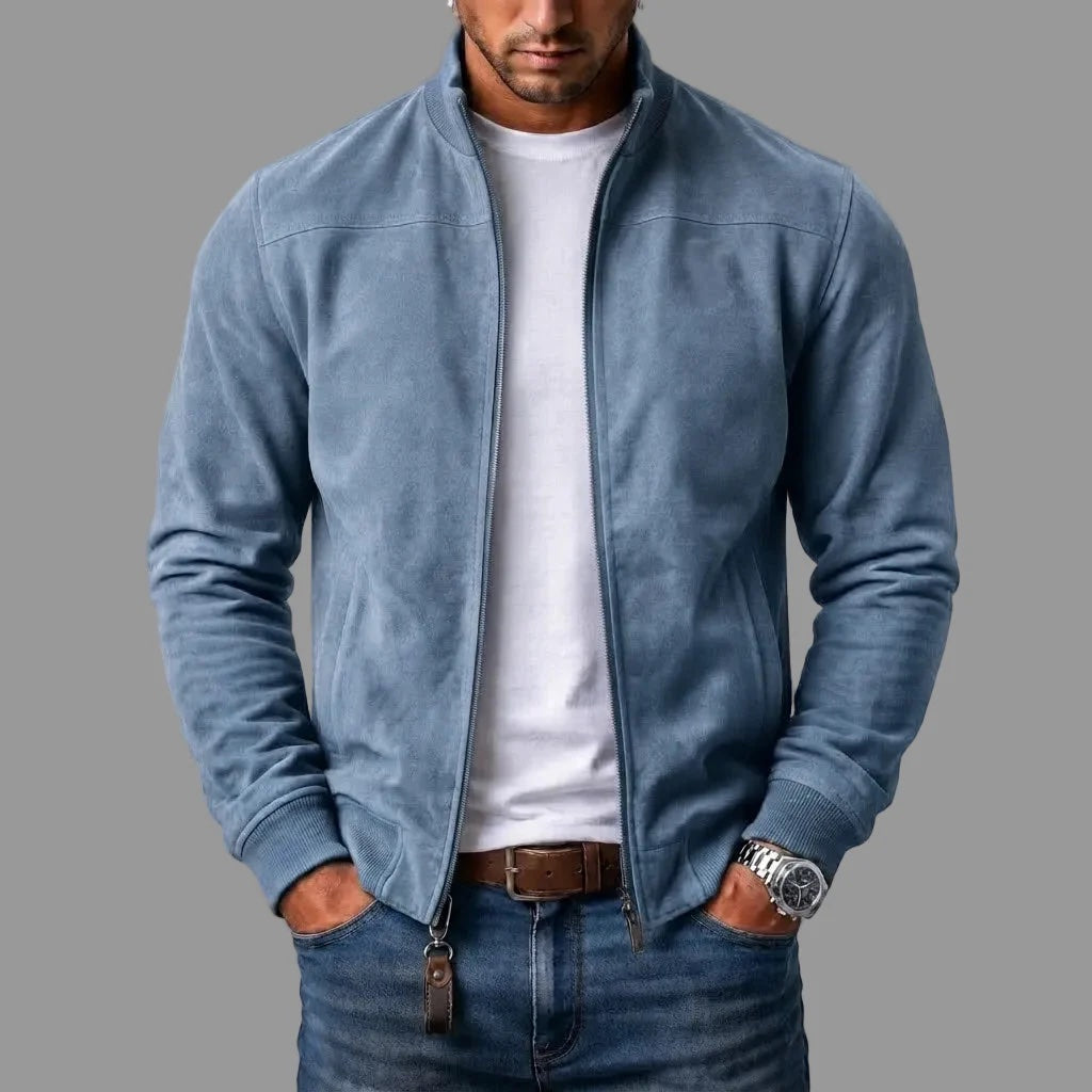 Jacke Herren in Wildlederoptik in Hellblau