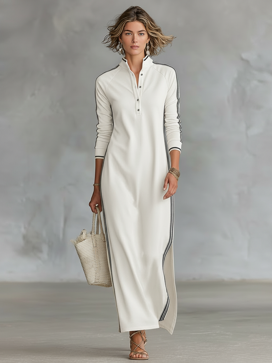 Maxikleid Damen aus Sweatstoff in Weiß
