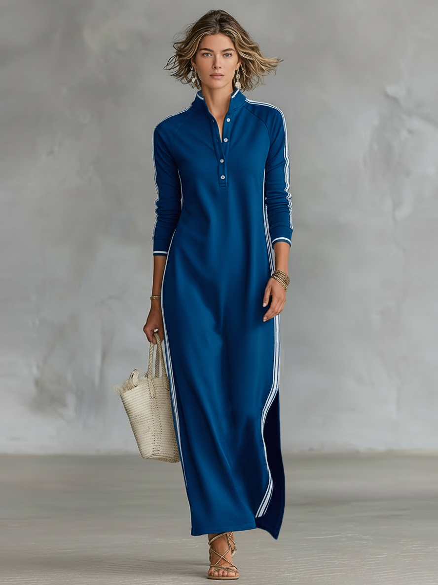 Maxikleid Damen aus Sweatstoff in Royalblau
