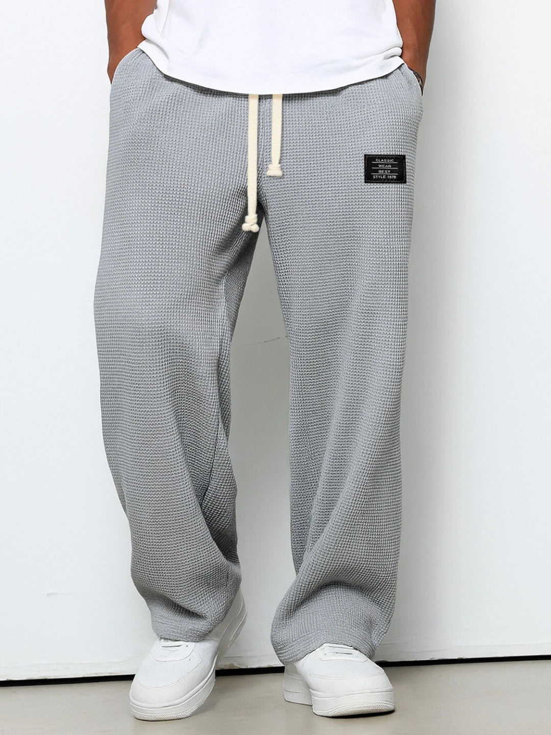 Waffelhose Herren weit in Grau