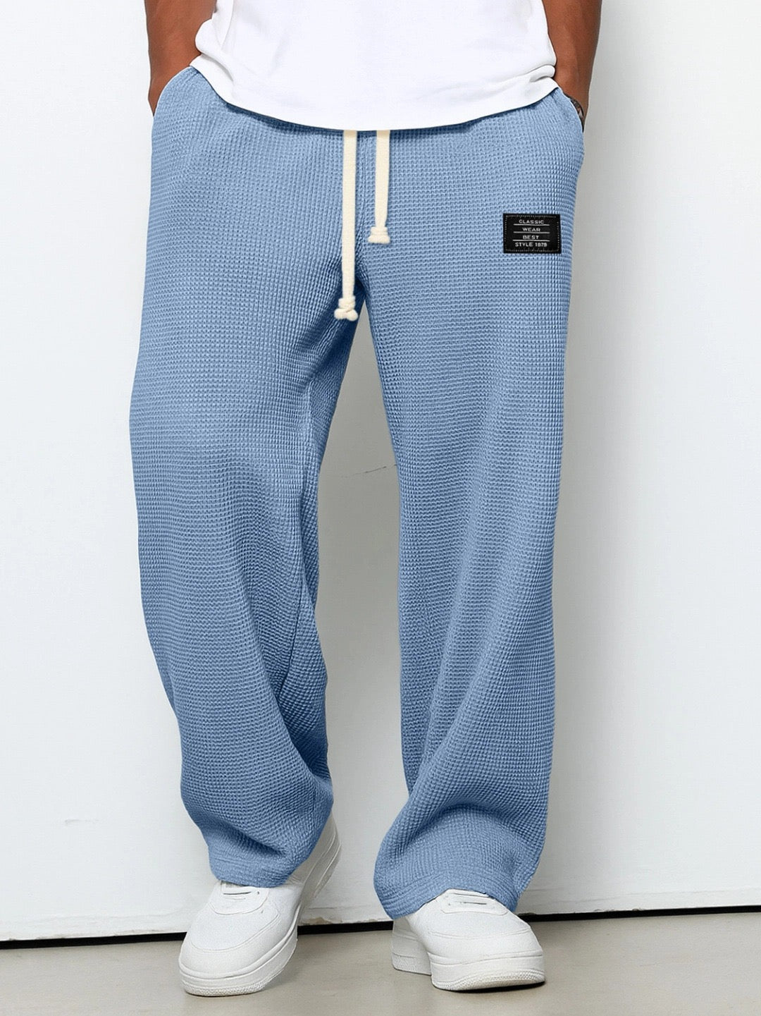 Waffelhose Herren weit in Hellblau