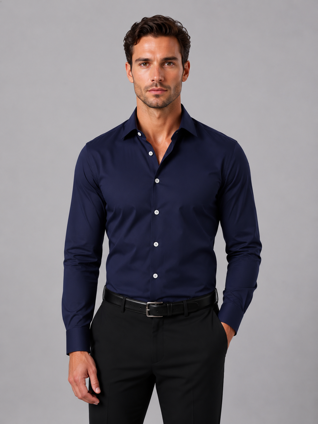 Businesshemd Herren Slim Fit in Marineblau