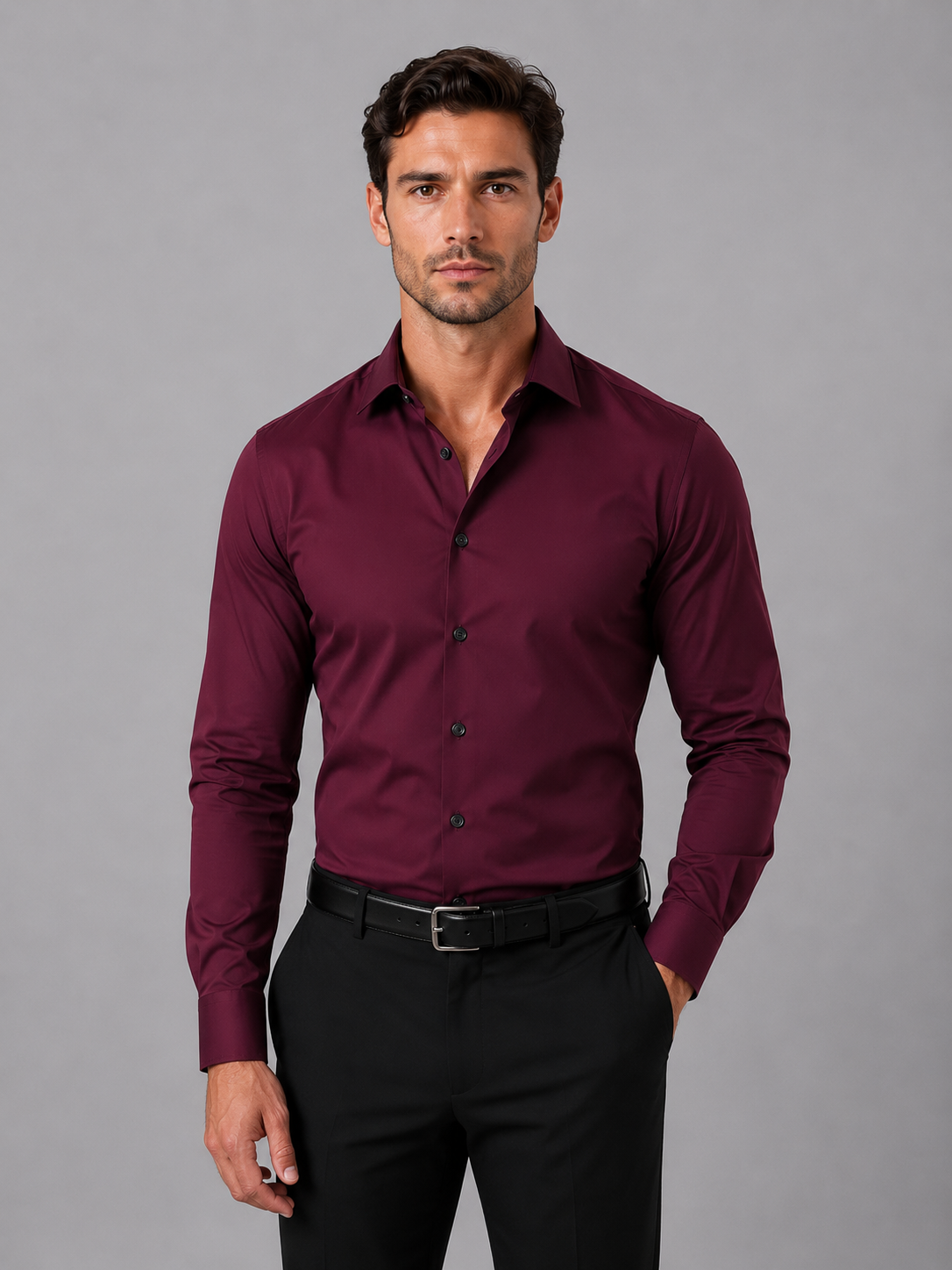 Businesshemd Herren Slim Fit in Weinrot