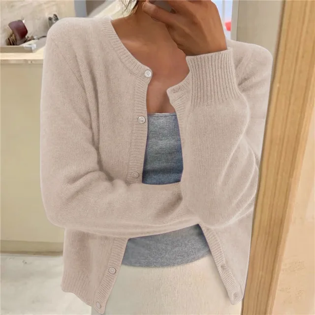 Strickjacke Damen kurz in Beige