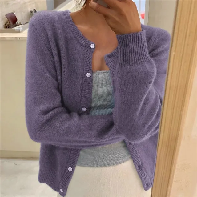 Strickjacke Damen kurz in Lila