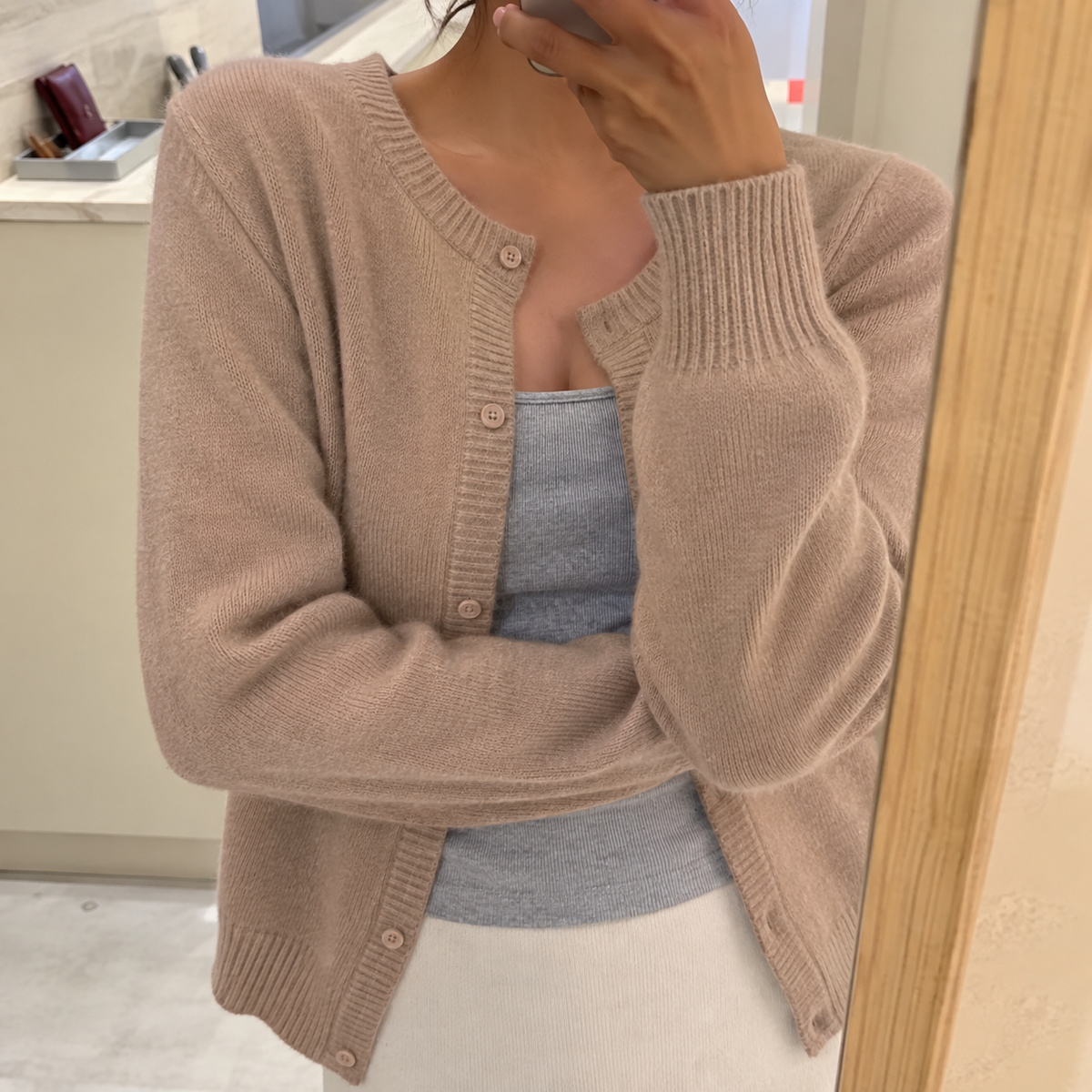 Strickjacke Damen kurz in Camel