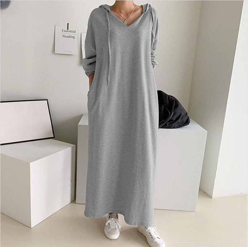Strick-Hemdblusenkleid Damen lang – Grau