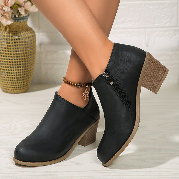 Stiefeletten Damen mit Seitenreißverschluss – Schwarz
