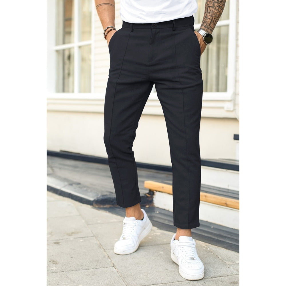 Stoffhose Herren Slim Fit in Schwarz