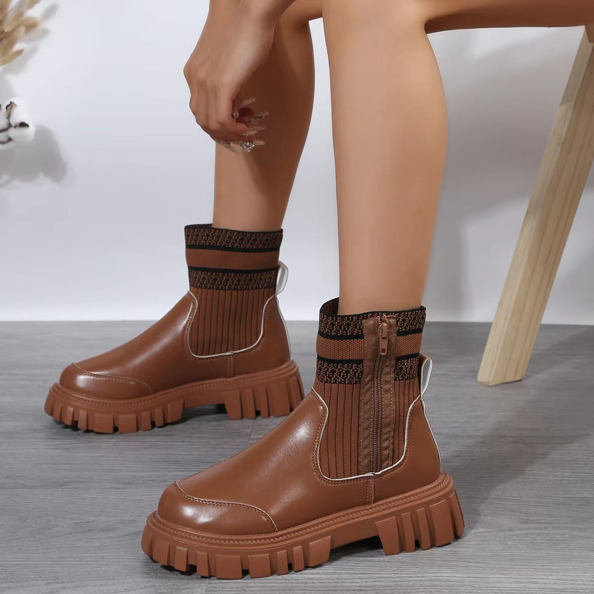 Boots Damen mit Strickschaft