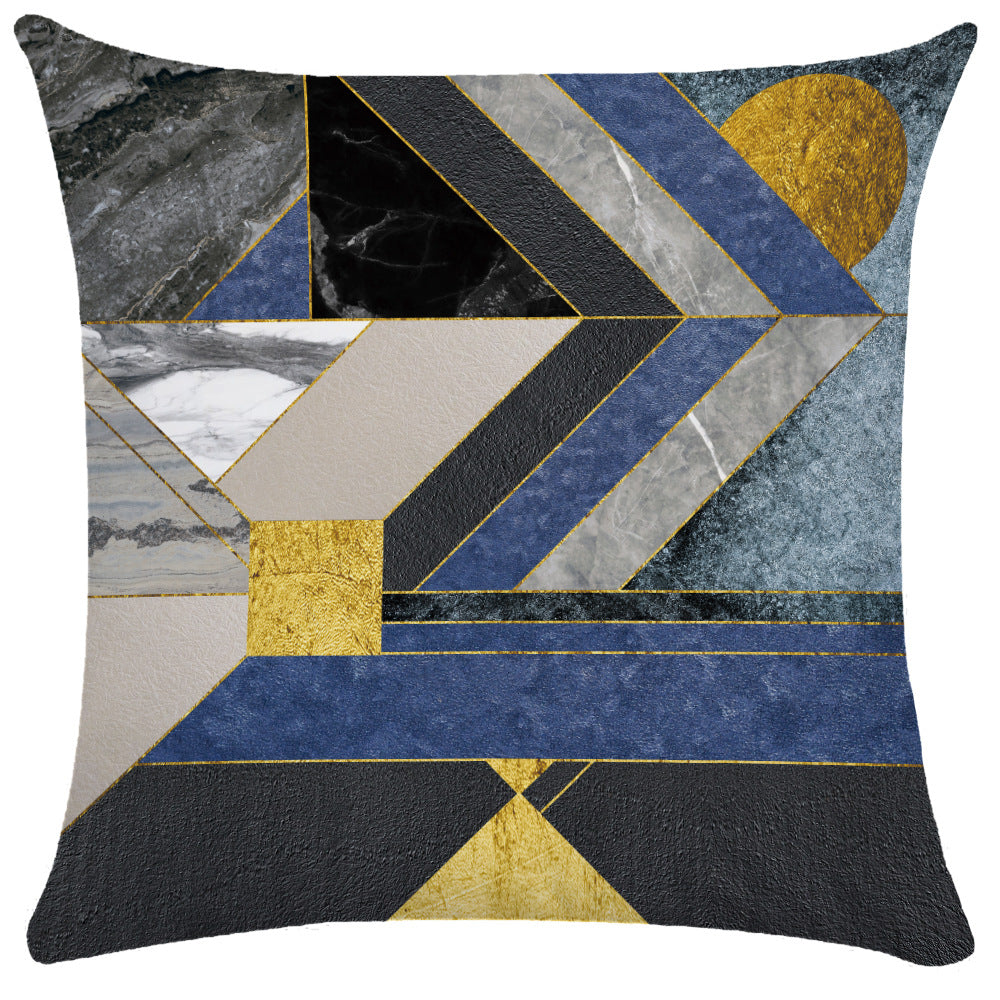 Kissenbezug geometrisch 45 x 45 cm – Marineblau-Gold