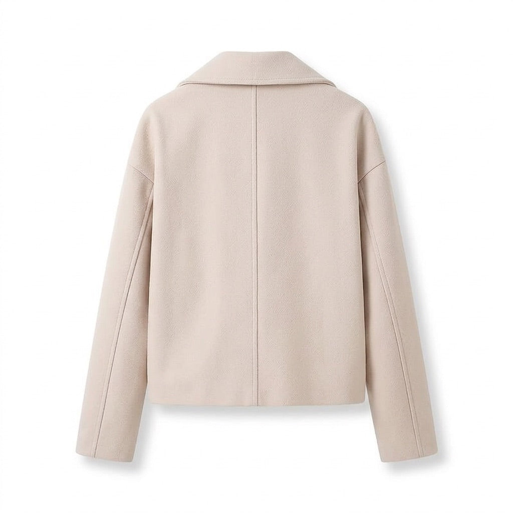 Kurzmantel Damen zweireihig – Jacke mit Reverskragen – Rückansicht