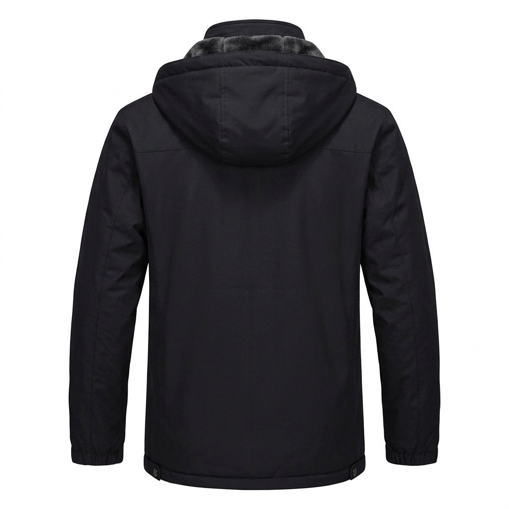 Winterjacke Herren mit Fleecefutter und Kapuze – Outdoor Parka – Rückansicht