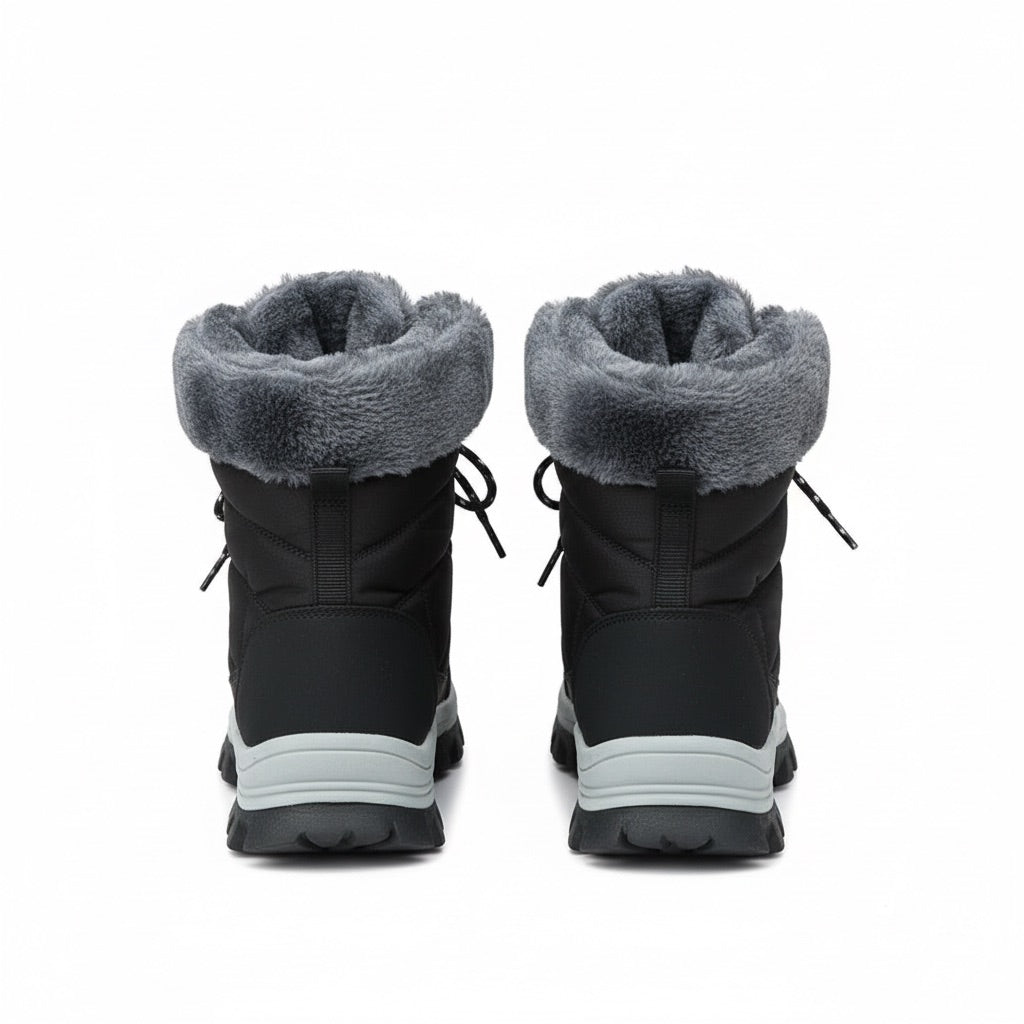 Schneestiefel Damen gefüttert – Winterstiefel mit Fellrand – Rückansicht