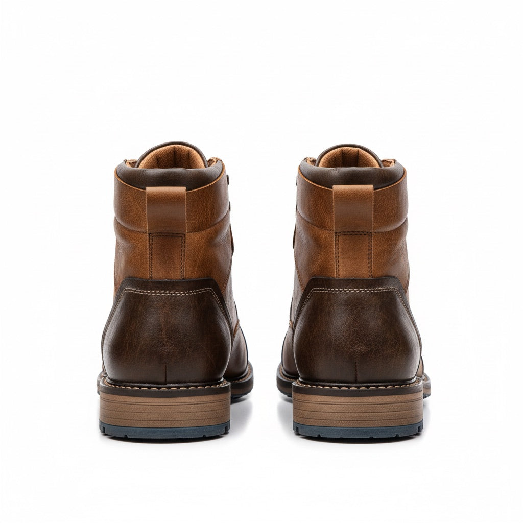 Schnürboots Herren mit Kappe – Stiefeletten in Vintage-Optik – Rückansicht