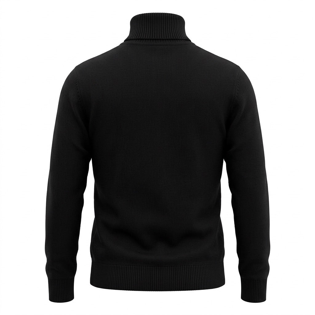 Rollkragenpullover Herren – Klassischer Pullover mit Rippbündchen – Rückansicht