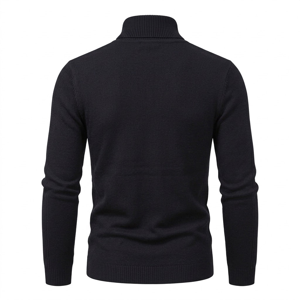 Rollkragenpullover Herren Slim Fit – Feinstrick in vielen Farben – Rückansicht