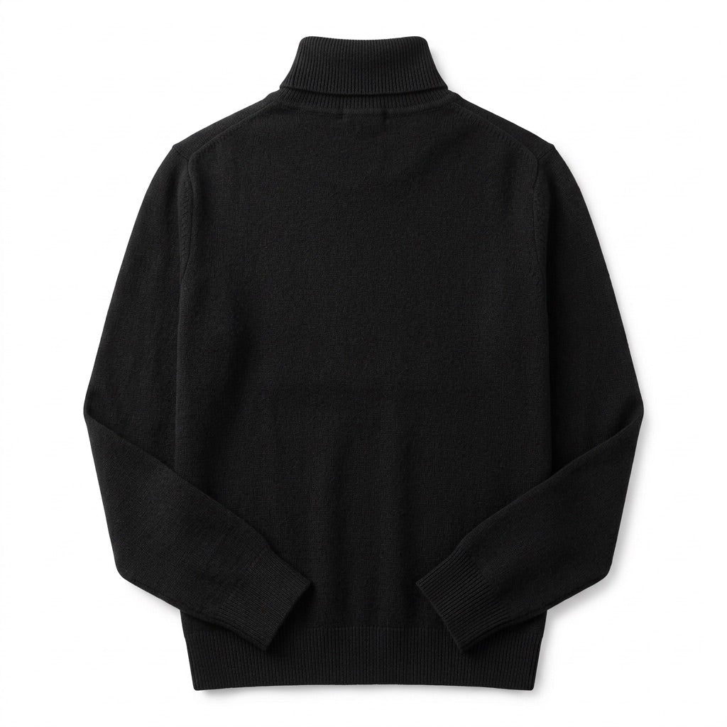 Rollkragenpullover Herren Feinstrick – Zeitloser Basic Pullover – Rückansicht