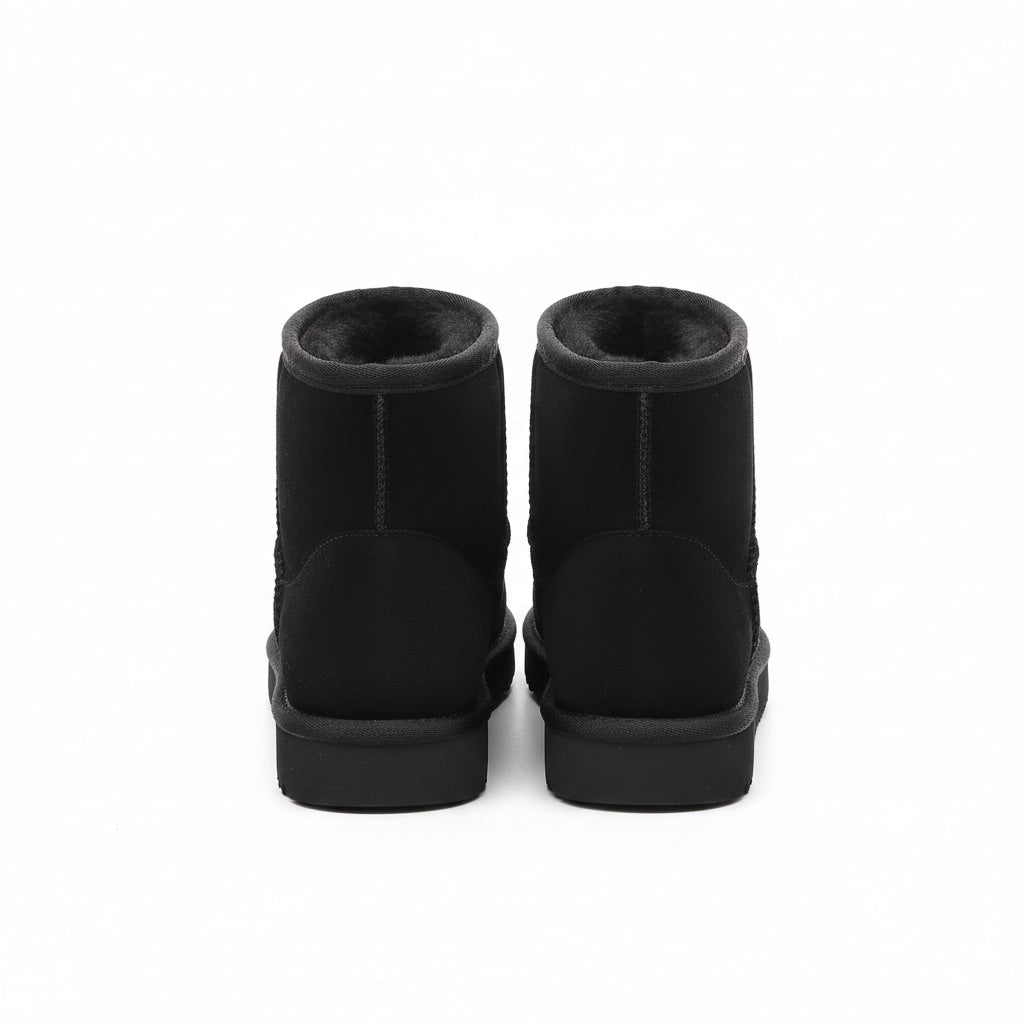 Winterstiefel Damen gefüttert – Kurze Boots mit Plüschfutter – Rückansicht