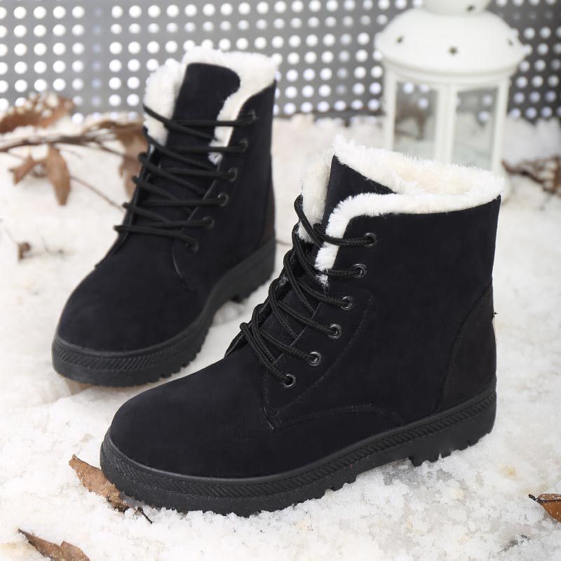 Schnür-Winterboots Damen mit Plüschfutter