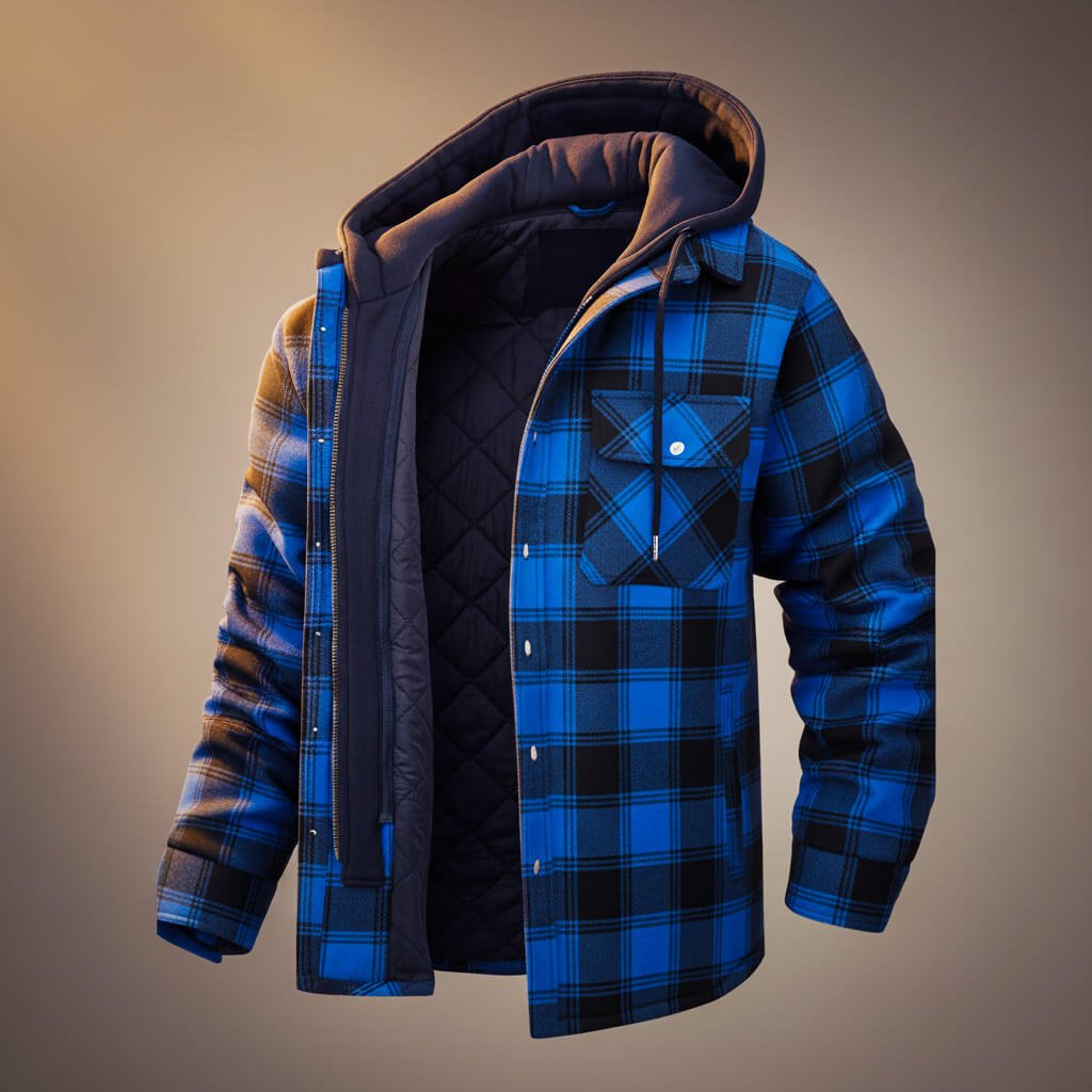 Karierte Jacke Herren mit Kapuze – Ansicht 4