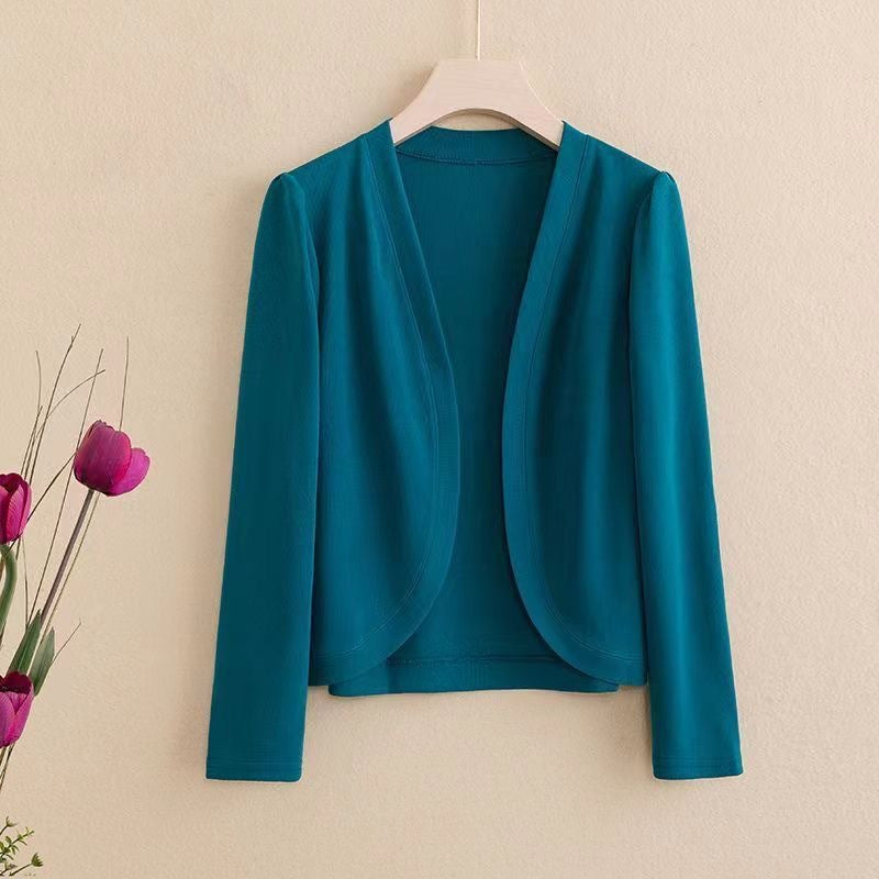 Kurzer Cardigan Damen offen – Seeblau