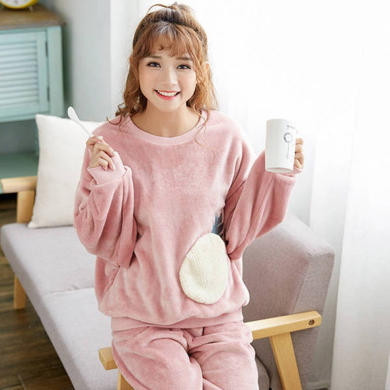 Winter Schlafanzug Damen aus Plüsch – Rosa