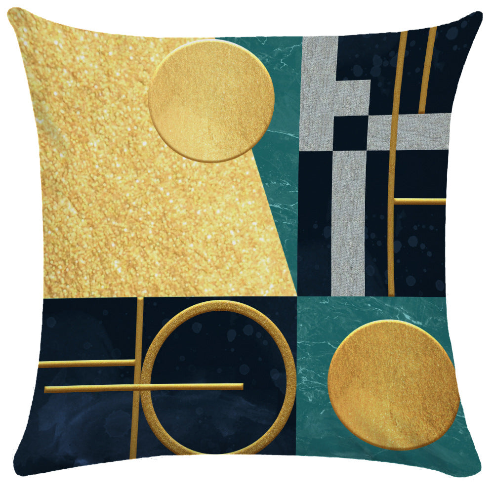 Kissenbezug geometrisch 45 x 45 cm – Petrol-Gold