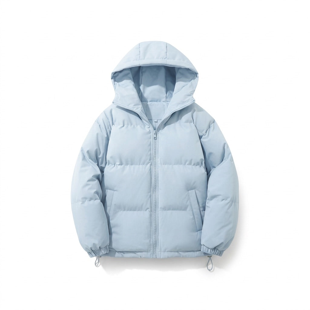 Pufferjacke Herren mit Kapuze – Gesteppte Winterjacke – Blau – Vorderansicht
