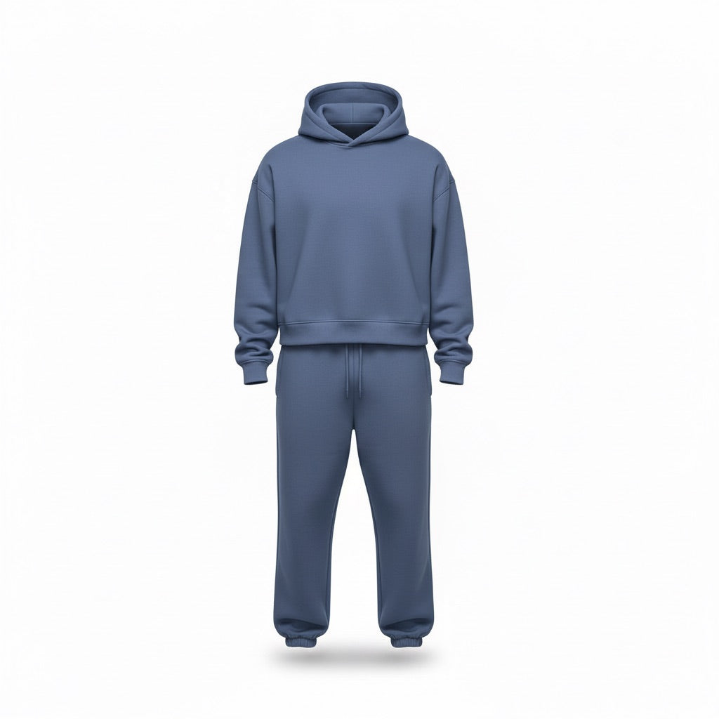 Herren Oversize Jogginganzug | Sportlich – Blau – Vorderansicht