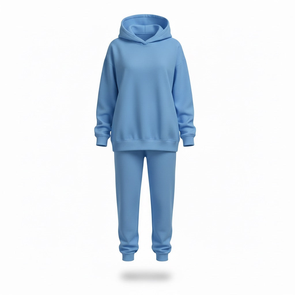 Damen Jogginganzug | Sportlich – Blau – Vorderansicht