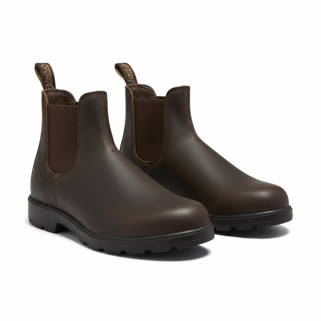 Chelsea Boots Herren gefüttert – Winterstiefeletten mit Profilsohle – Dunkelbraun – Vorderansicht