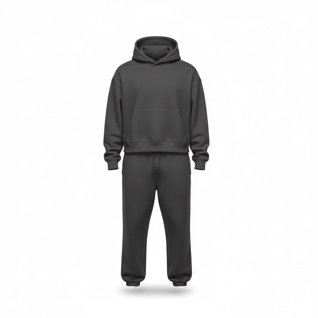 Herren Oversize Jogginganzug | Sportlich – Dunkelgrau – Vorderansicht