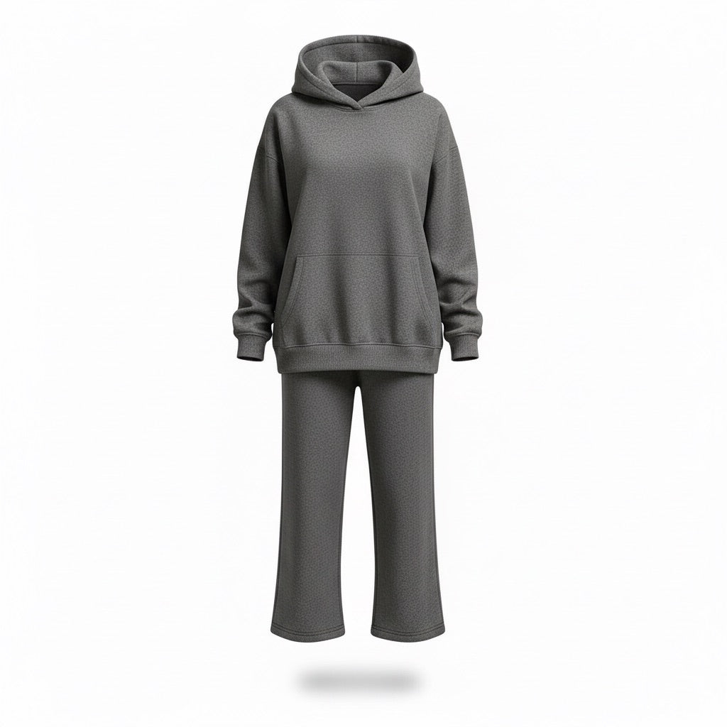 Damen Jogginganzug | Sportlich – Grau – Vorderansicht