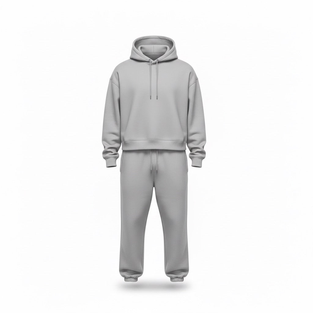 Herren Oversize Jogginganzug | Sportlich – Grau – Vorderansicht
