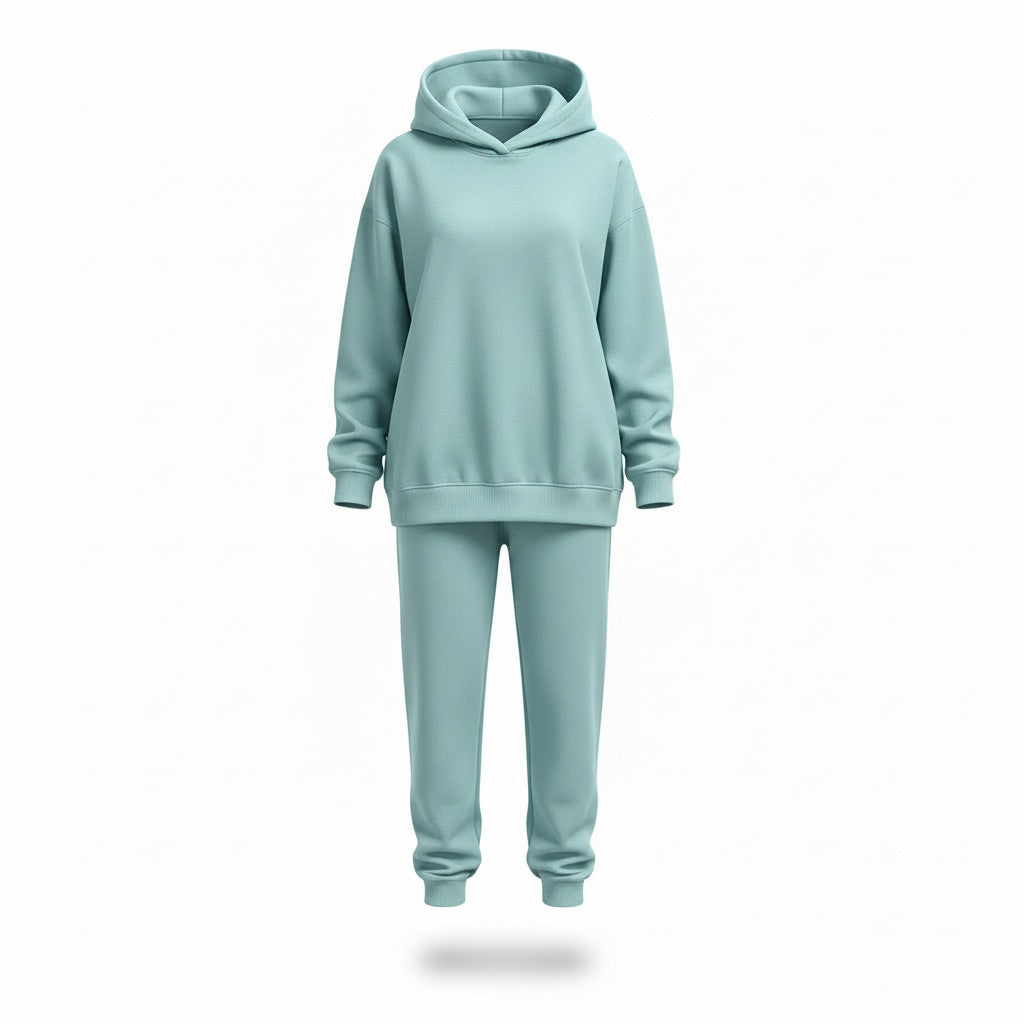 Damen Jogginganzug | Sportlich – Hellblau – Vorderansicht