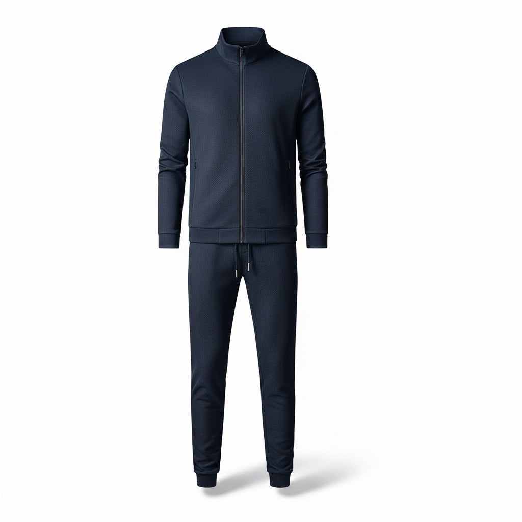 Trainingsanzug Herren mit Stehkragen – Moderner Jogginganzug – Marineblau – Vorderansicht