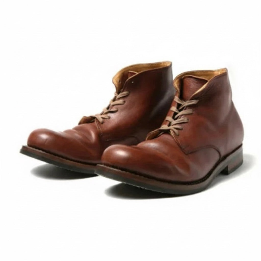 Boots Herren mit Schnürung – Klassische Stiefeletten – Braun – Vorderansicht