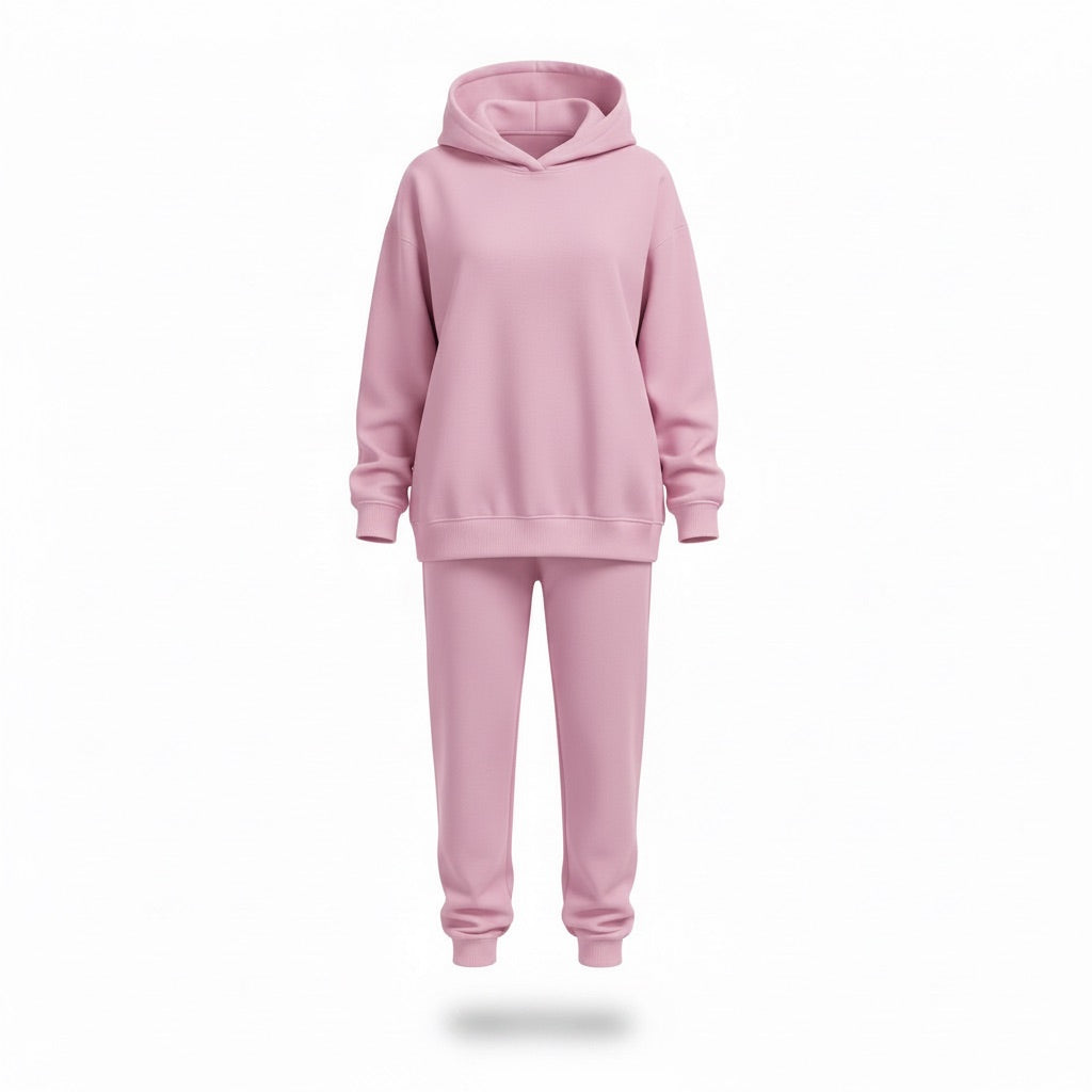 Damen Jogginganzug | Sportlich – Rosa – Vorderansicht