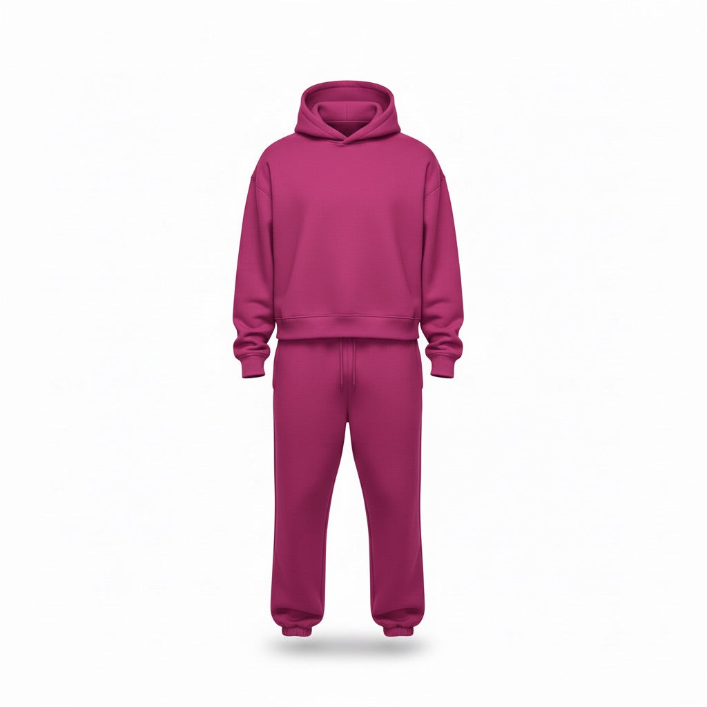 Herren Oversize Jogginganzug | Sportlich – Rosa – Vorderansicht