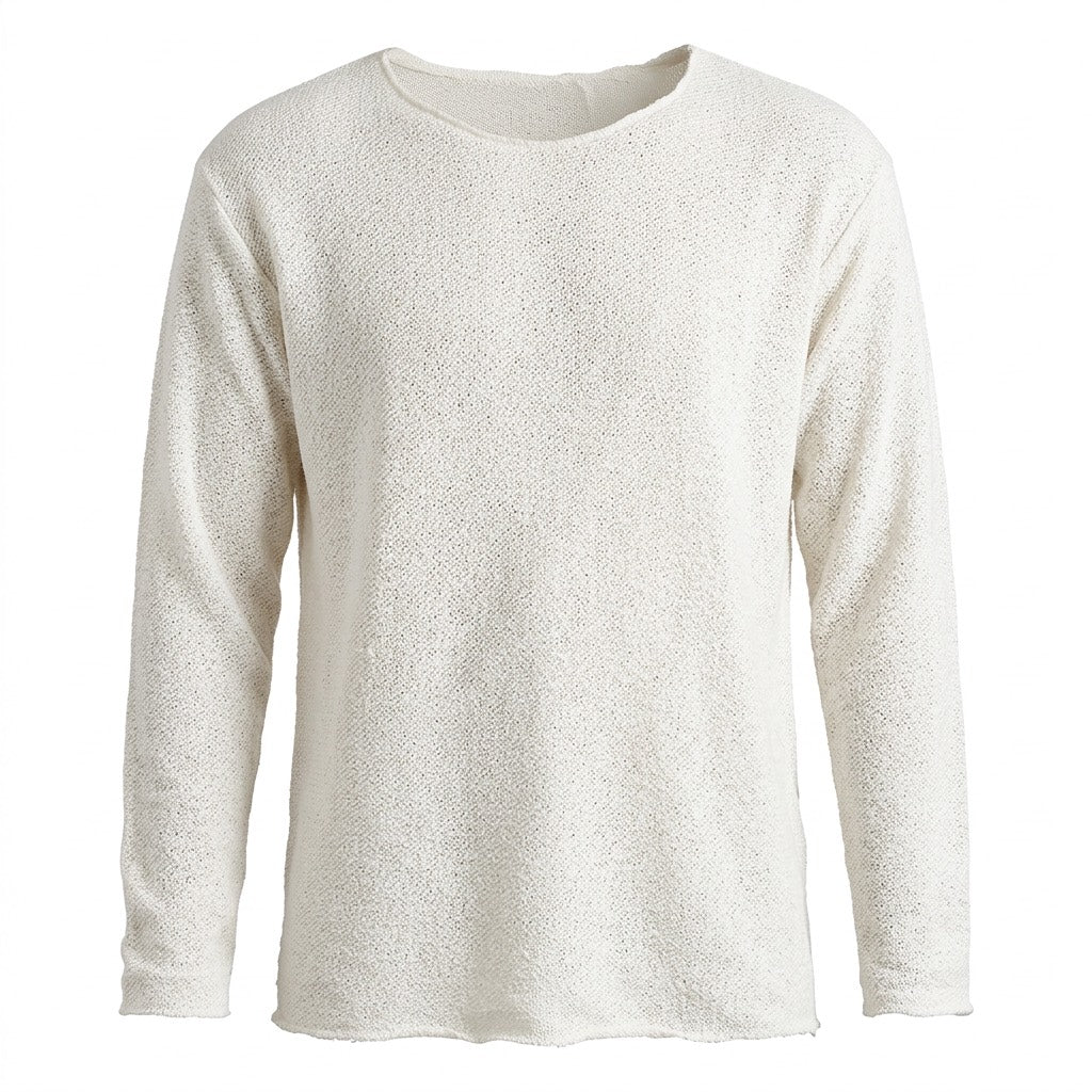 Herren Langarm Pullover | Lässig – Weiß – Vorderansicht
