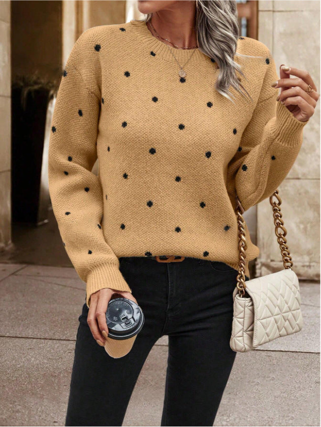 Pullover Damen mit Punkten – Camel
