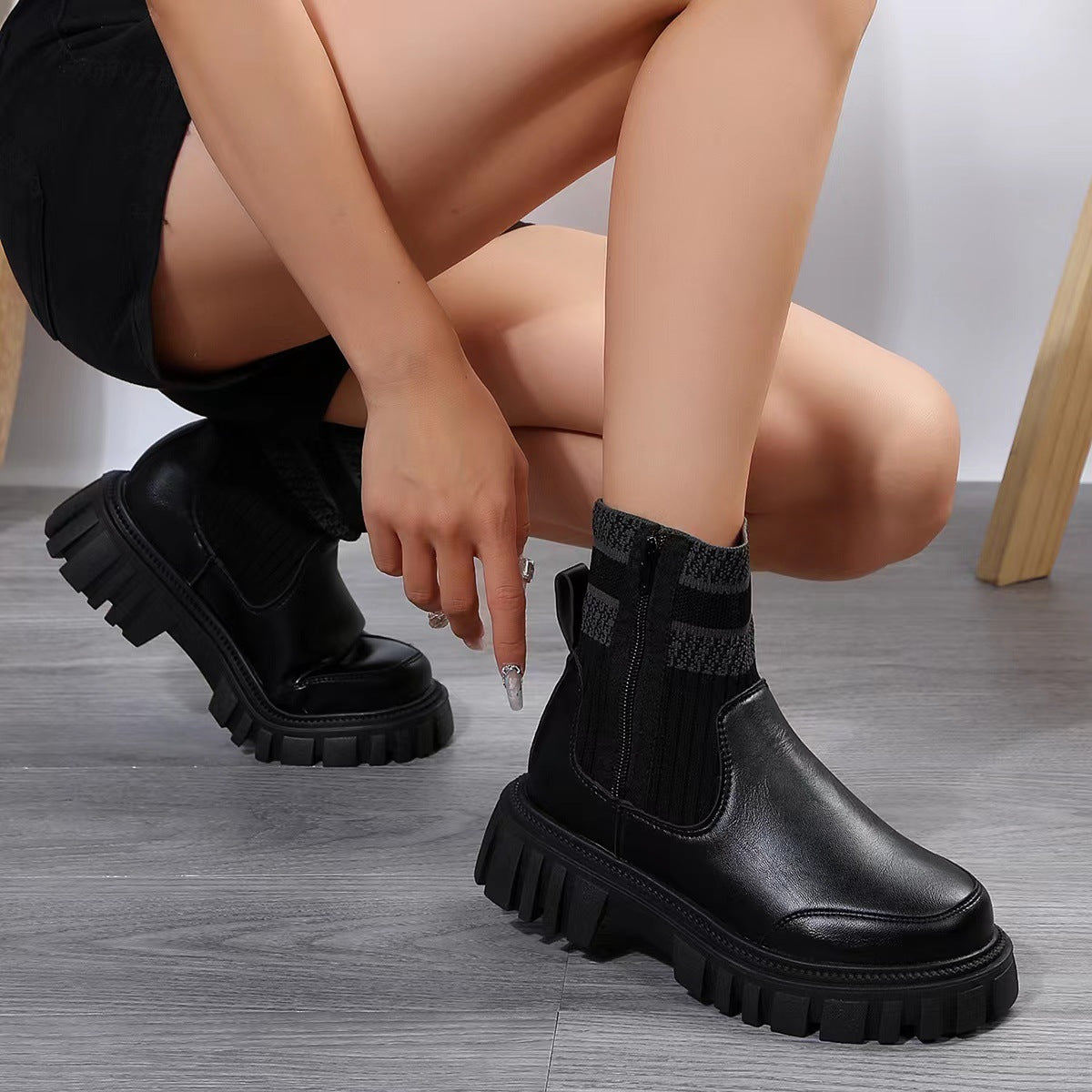 Boots Damen mit Strickschaft