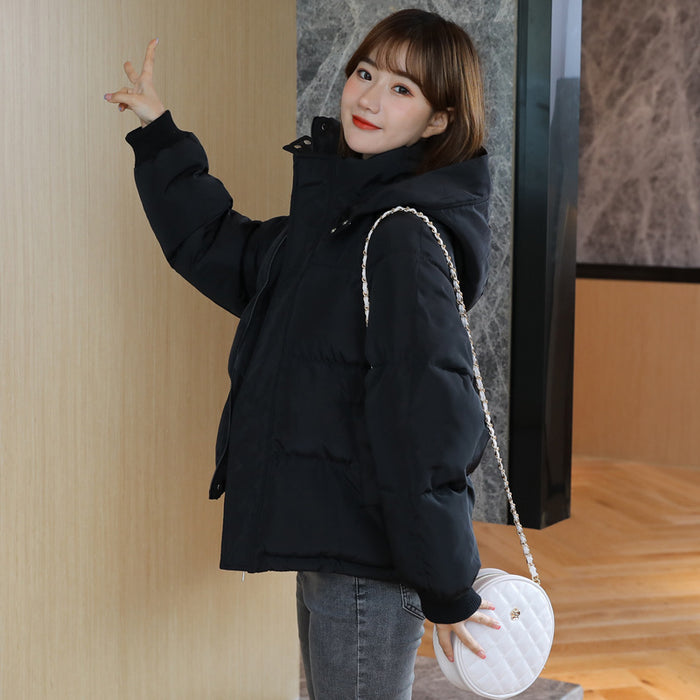Steppjacke Damen locker mit Kapuze – Schwarz